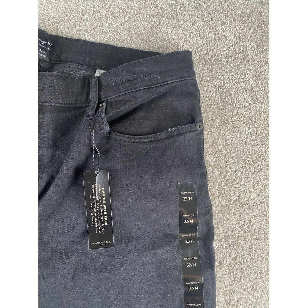 Banana Republic Girlfriend Lowrise Tapered Jeans Distressed Black 32/14 (36x30) - Picture 4 of 10